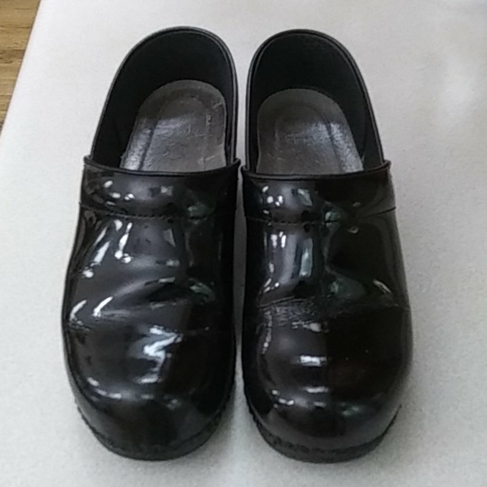 Dansko Black Patent Leather Clogs